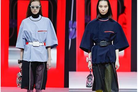 Prada秋冬女装时尚流苏新品秀场，人间芭比Lisa穿金色套装出席