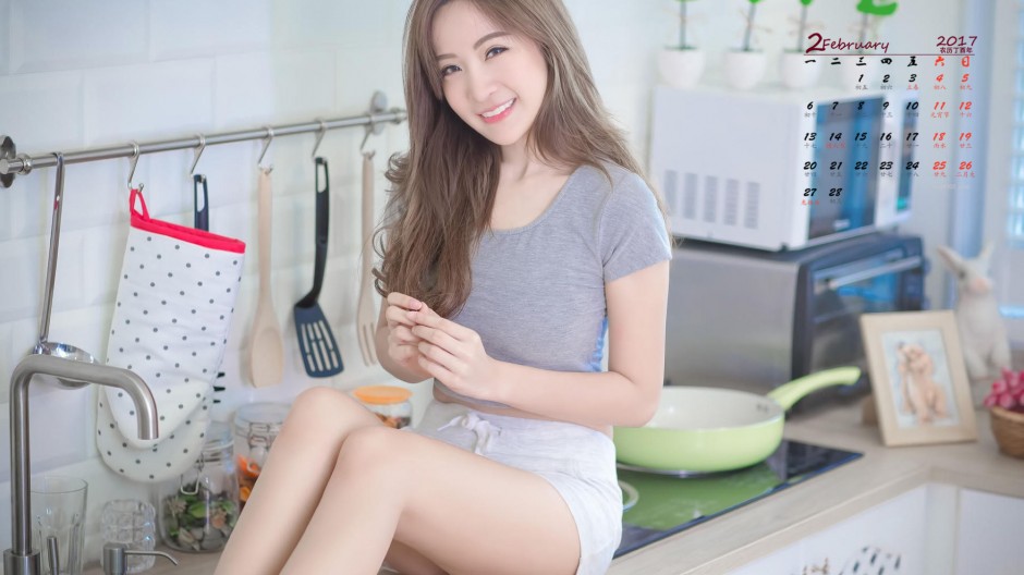 2017年2月性感美女厨房诱惑日历图片