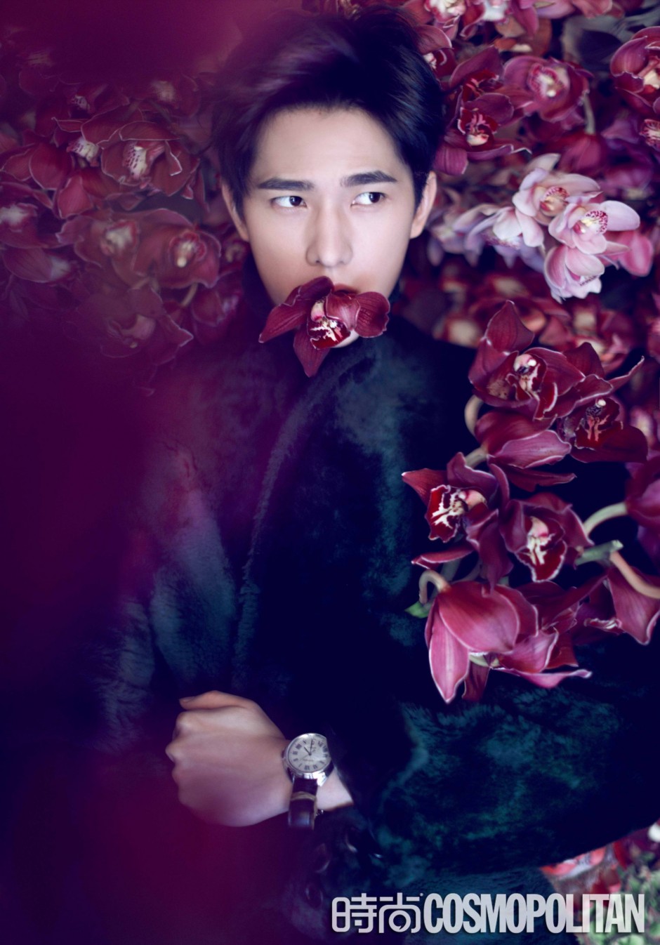 杨洋登《时尚COSMO》杂志封面 化身暗夜花美男