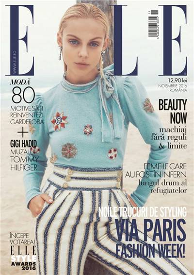 超模Viktoriya Sasonkina登《ELLE》11月杂志封面