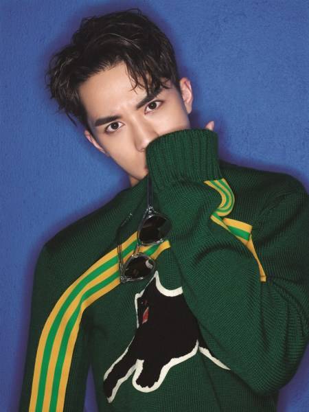 许魏洲登杂志封面写真图片 俊秀面容叼花献吻