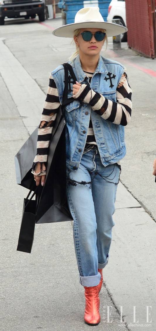 不与百花争艳 初夏看明星牛仔街拍搭配