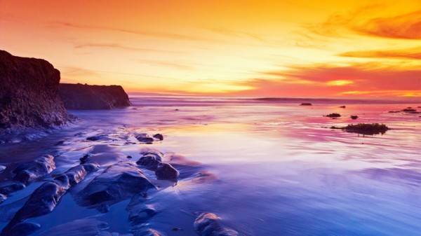 海边日落唯美图片 碧海蓝天风景宜人