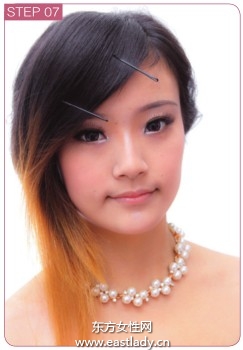 刘海后梳塑造韩式发型