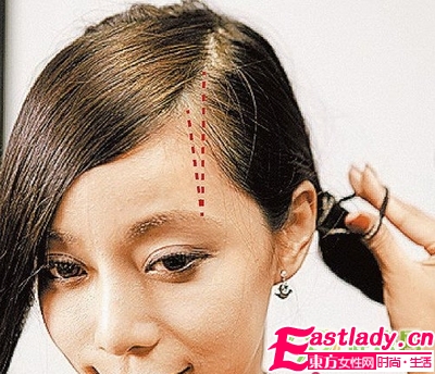 前额辫+侧鱼骨辫的发型编法图解