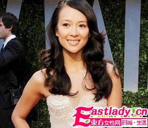 章子怡示范时尚甜美新娘发型