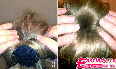 用废旧丝袜扎出蓬松饱满的圆发髻