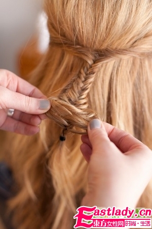 公主头鱼尾辫的编法图解