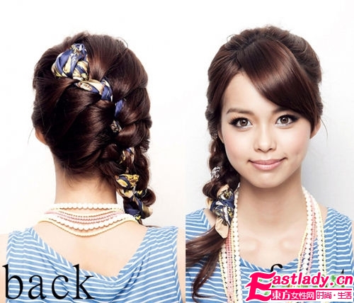 秋季发型 2款复古风丝巾系发