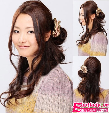 大卷发巧变活泼歪发髻