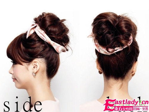 秋季发型 2款复古风丝巾系发