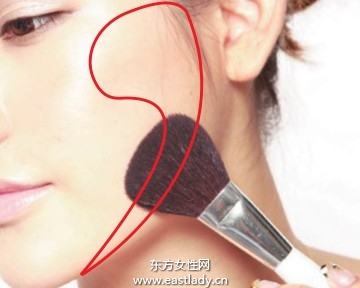 强调骨骼结构的腮红画法
