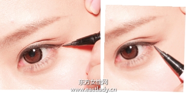 上扬式清晰眼线的画法