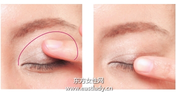 同色系眼影叠层晕染提升光泽度