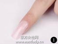 美甲教程粉色加黑色的双拼法式