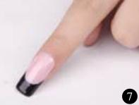 美甲教程粉色加黑色的双拼法式