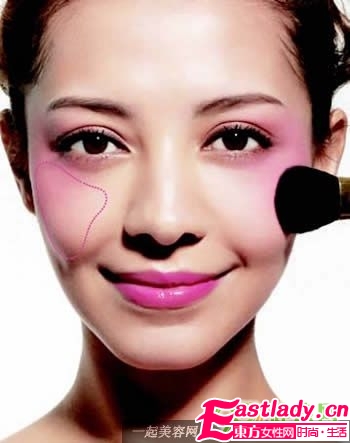 不同脸型如何打腮红