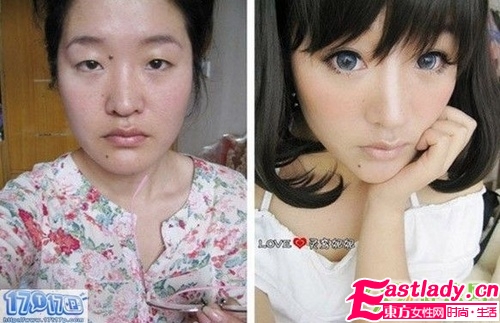 超强悍的美女妆前妆后对比照 美女变身记