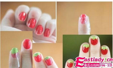 在家画美甲 草莓美甲