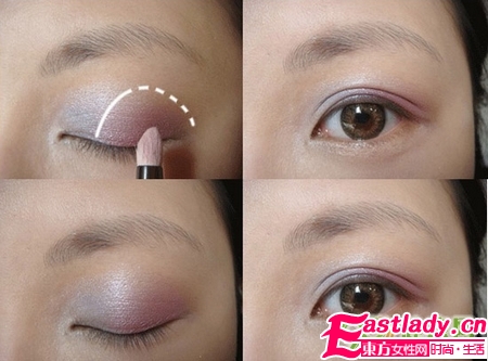 粉紫浪漫眼妆画法步骤