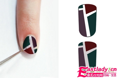 DIY彩色几何图案美甲