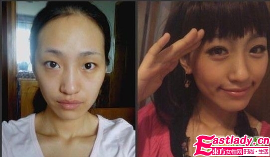 网络美女化妆前后的惊悚照