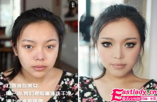 网络美女化妆前后的惊悚照