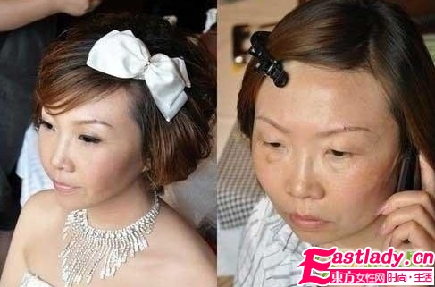 网络美女化妆前后的惊悚照