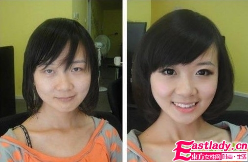 网络美女化妆前后的惊悚照
