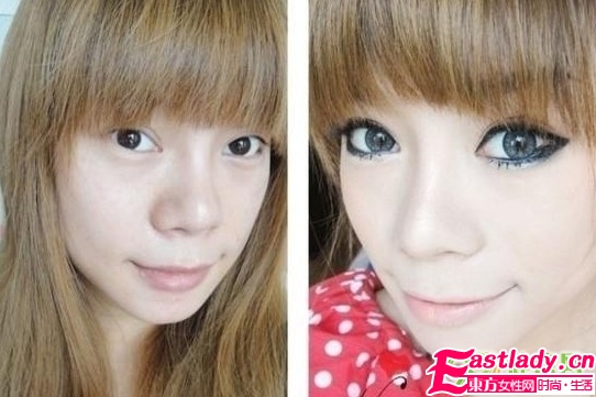 网络美女化妆前后的惊悚照