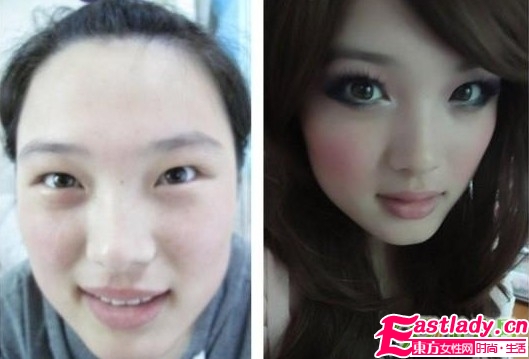 网络美女化妆前后的惊悚照