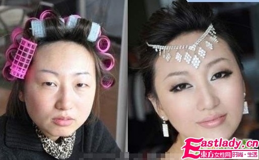 网络美女化妆前后的惊悚照