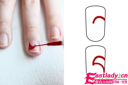 自己在家做美甲 双色旋转图案美甲