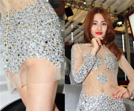 上海车展惊现透视装车模 下体真空引狂拍