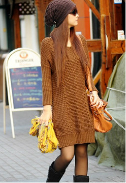 宽松套头中长款毛衣外套 针织的样式让你质感十足