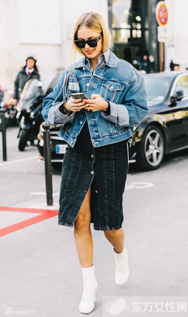 牛仔夹克这样穿超有范 不信你看大幂幂