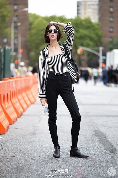 欧美潮人黑白搭配穿出大气明星气质