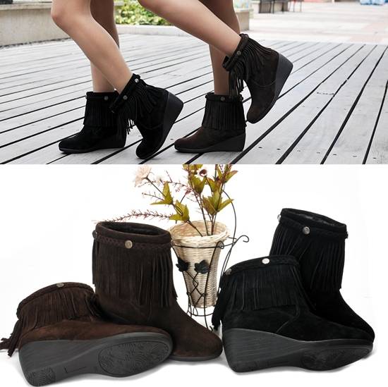 平底流苏短靴这么搭 让你成为街头最抢眼