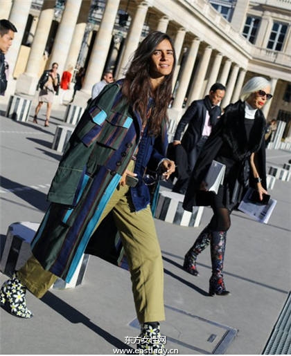 俐落率性风 粗跟鞋百搭穿法