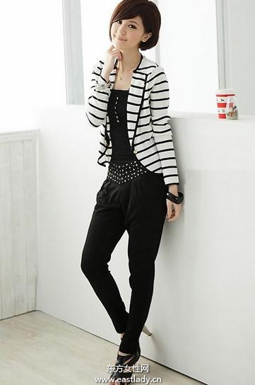 春装搭配条纹装是不错的选择