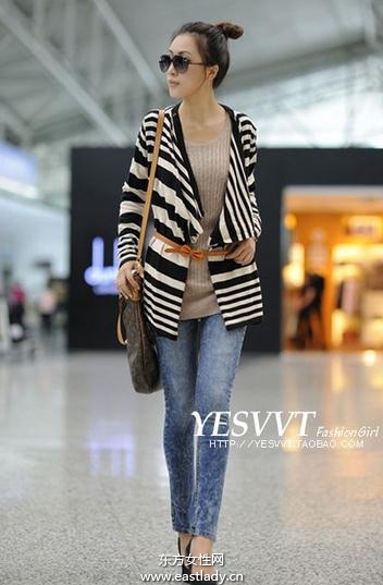 春装搭配条纹装是不错的选择