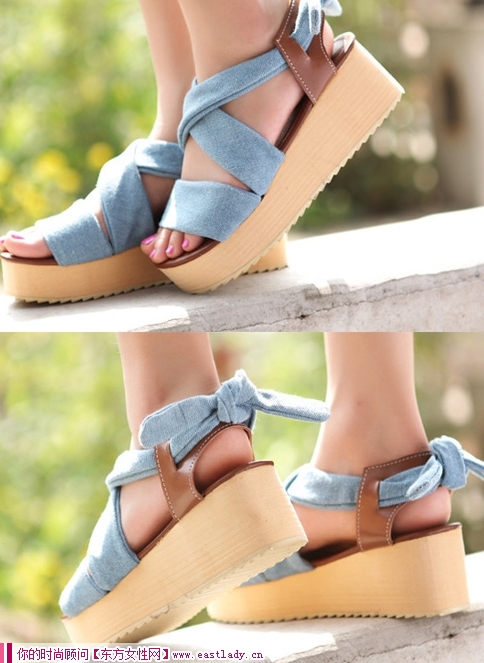 松糕跟厚底坡跟鞋 给您不一般的高度