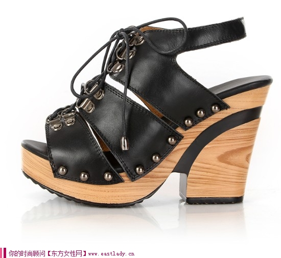 2012新款高跟鱼嘴鞋 加上系带设计个性十足