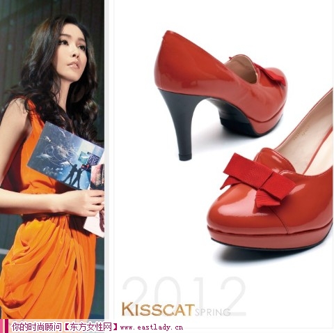 KISS CAT新款漆皮粉红色高跟鞋 圆你的公主梦