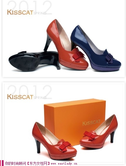 KISS CAT新款漆皮粉红色高跟鞋 圆你的公主梦