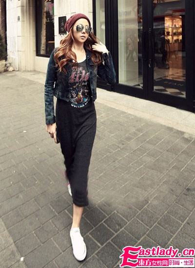 牛仔外套+裙装 完美MIX甜美酷辣范