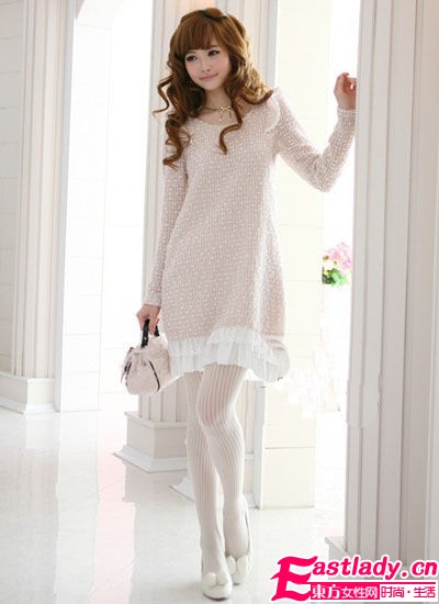 冬季甜美加倍 就将蕾丝作内搭