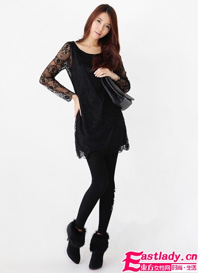冬季甜美加倍 就将蕾丝作内搭