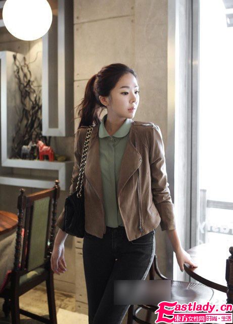 型格皮衣LOOK 引领办公室潮流