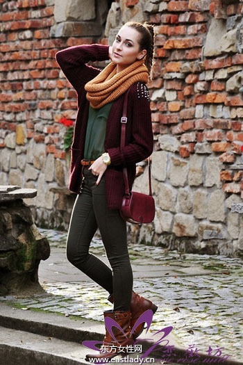 欧美街头围巾混搭穿出江南风情